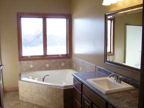 corner whirlpool tub in Master Bath