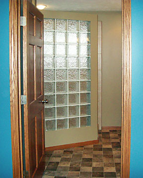 Glass Block wall and tile shower