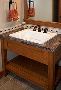 custom Mission style wood vanity