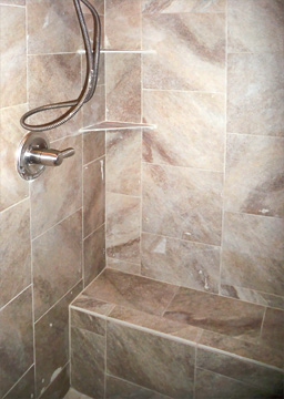 tiled shower