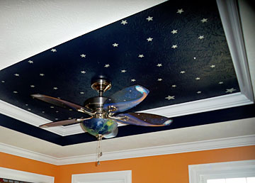 coffered ceiling with night sky motif