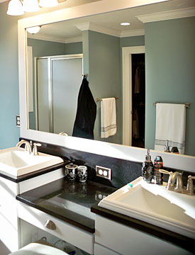 master bathroom with his and her sinks