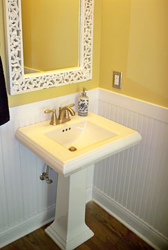 pedestal sink in powder bath