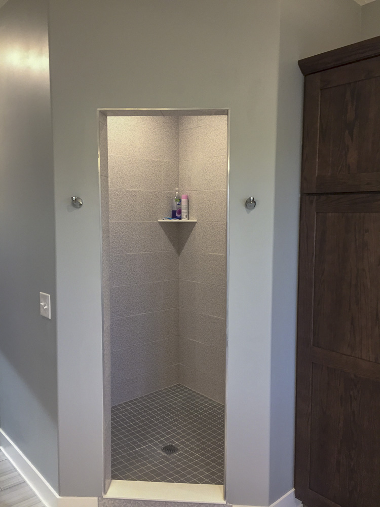 walk-in tiled shower