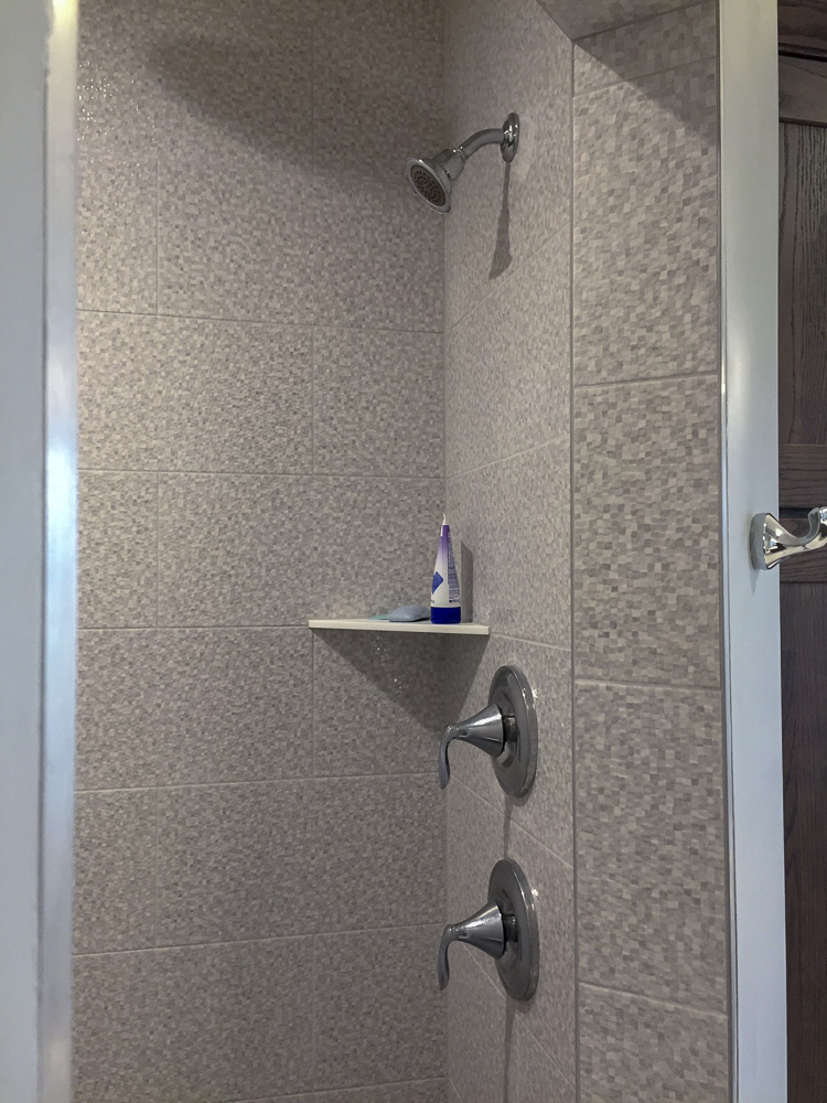 walk-in tiled shower